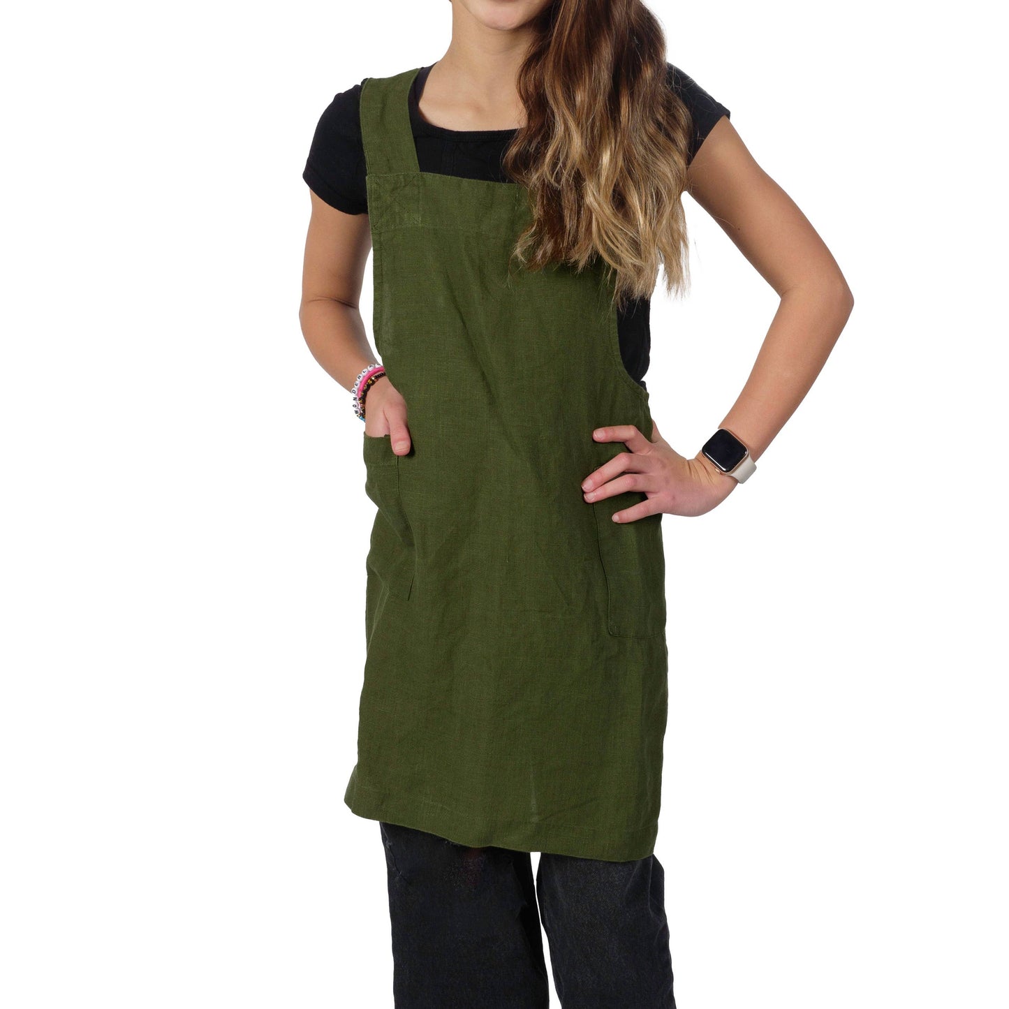 KAF Home Firenze Kids Stone Washed Linen Smock Apron