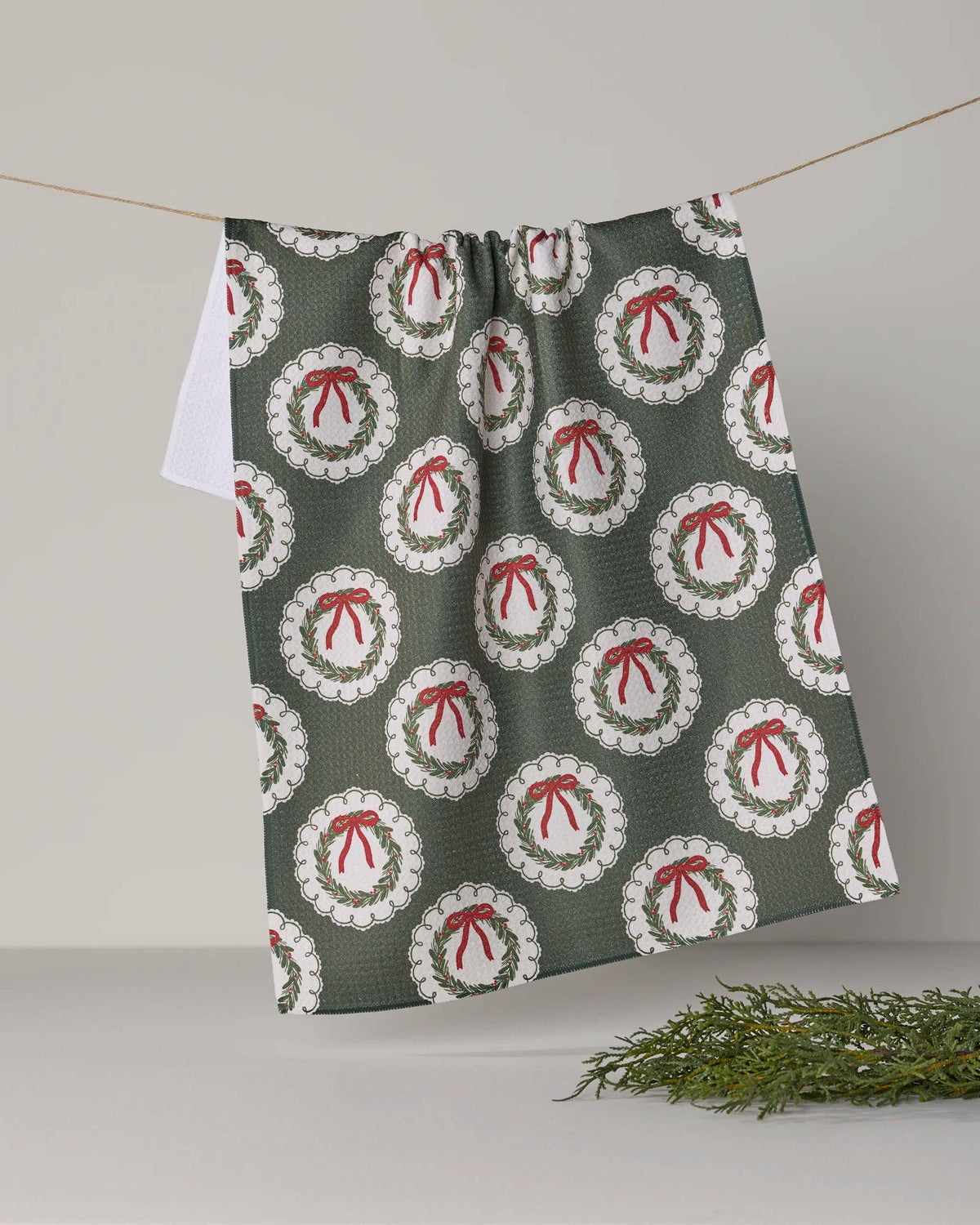 Geometry - Merry Wreaths Tea Towel
