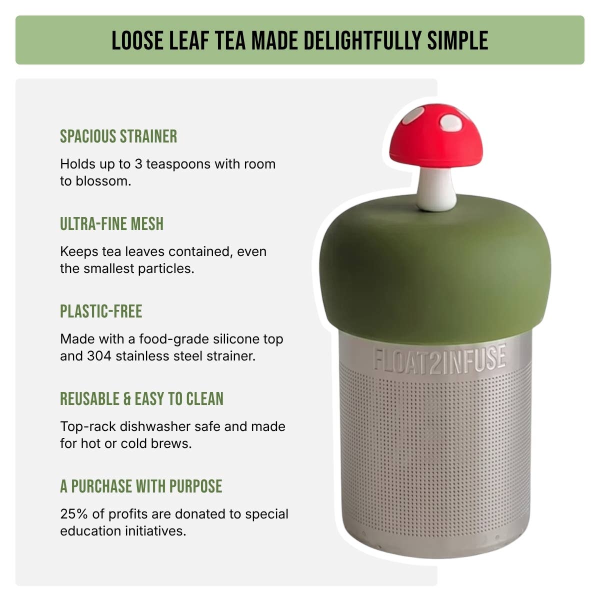 Float2infuse Tea Infuser - Hummingbird | Floating Tea Infuser | Green Base | Blue Bird