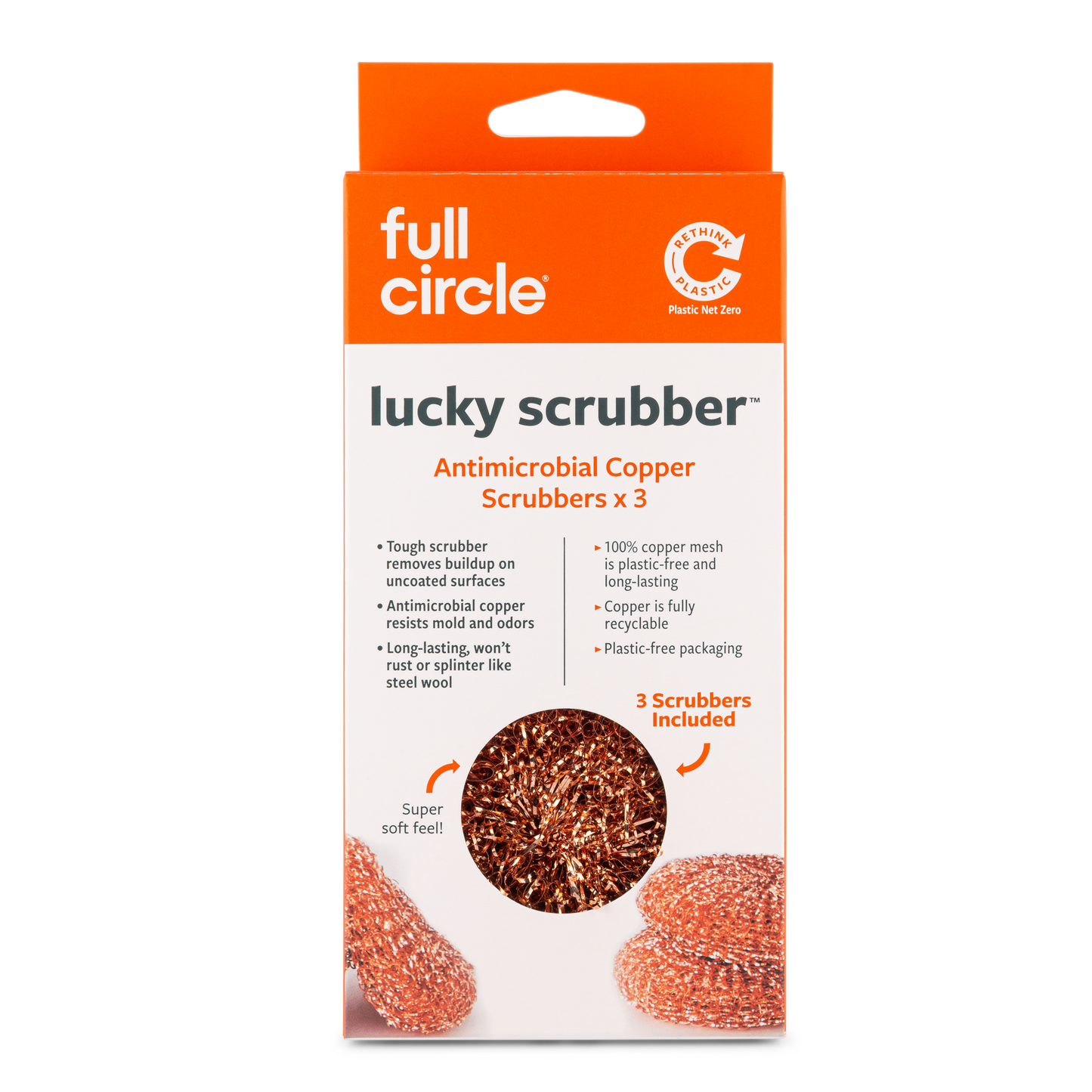 Lucky Scrubber Antimicrobial Copper Scrubbers, Set of 3