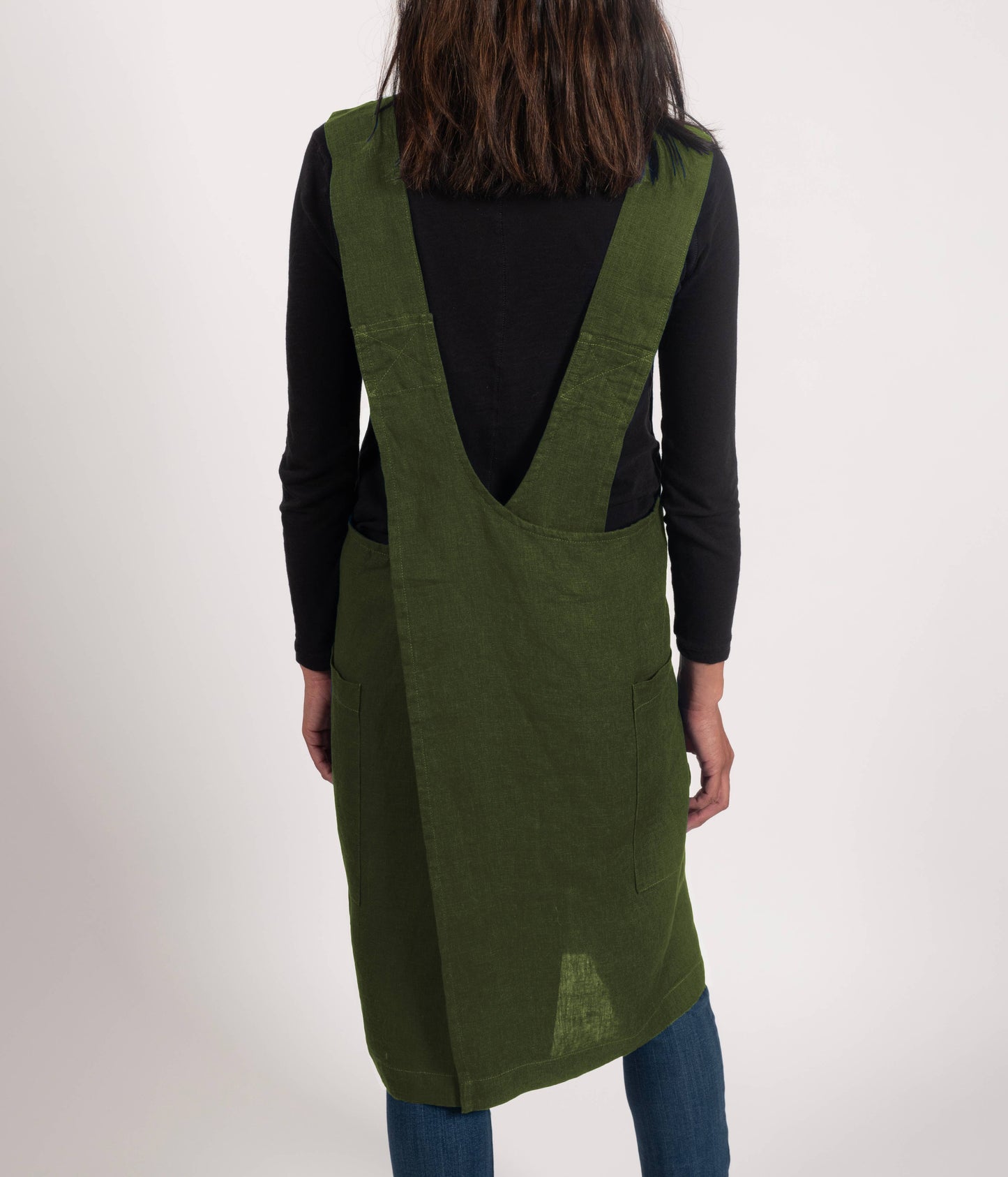 KAF Home Firenze Stone Washed Linen  Cross Back Smock Apron, Natural