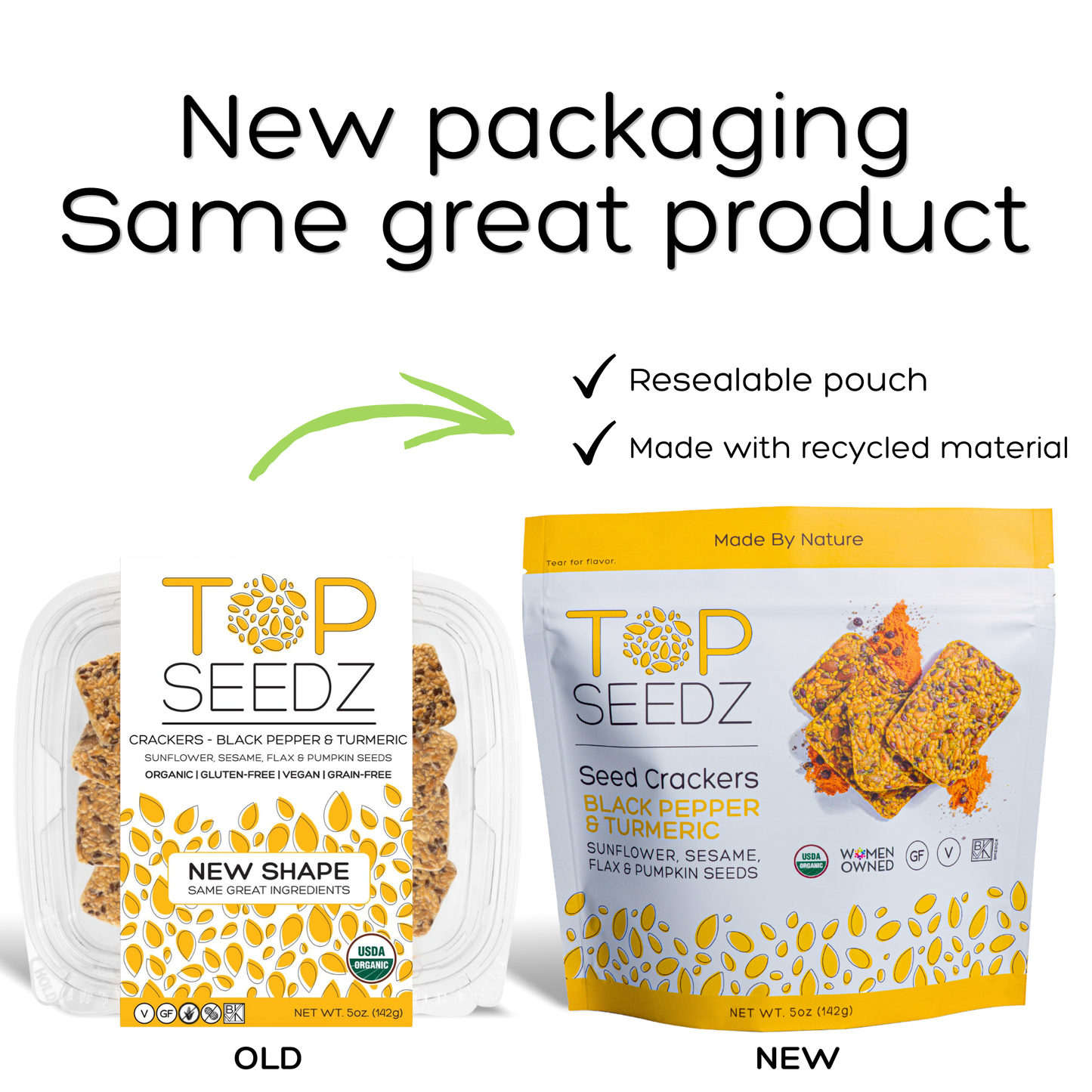 Top Seedz - NEW: Black Pepper & Turmeric Crackers - 5oz - 12 Per Case