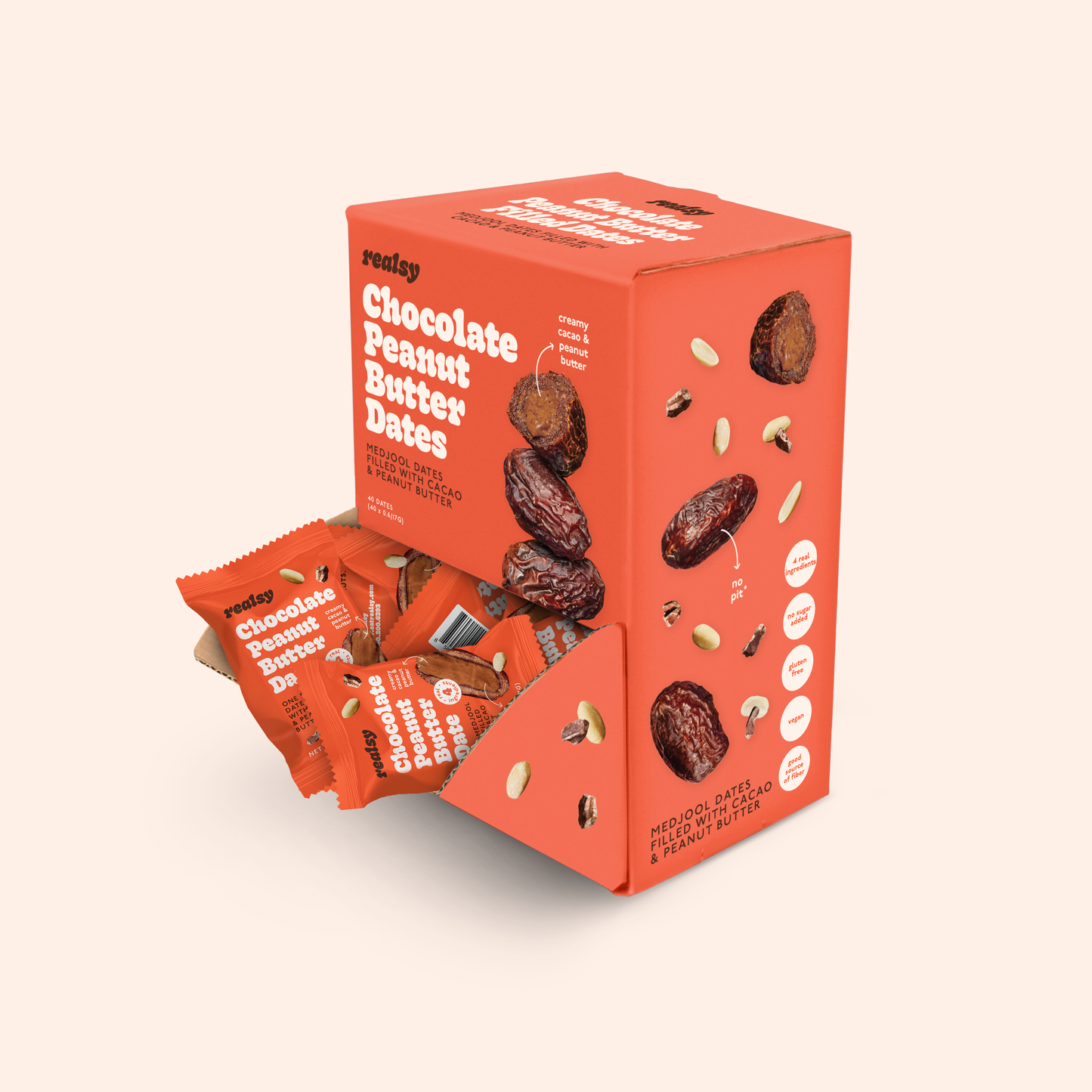 realsy - Chocolate Peanut Butter Dates | Individually Wrapped - 40ct