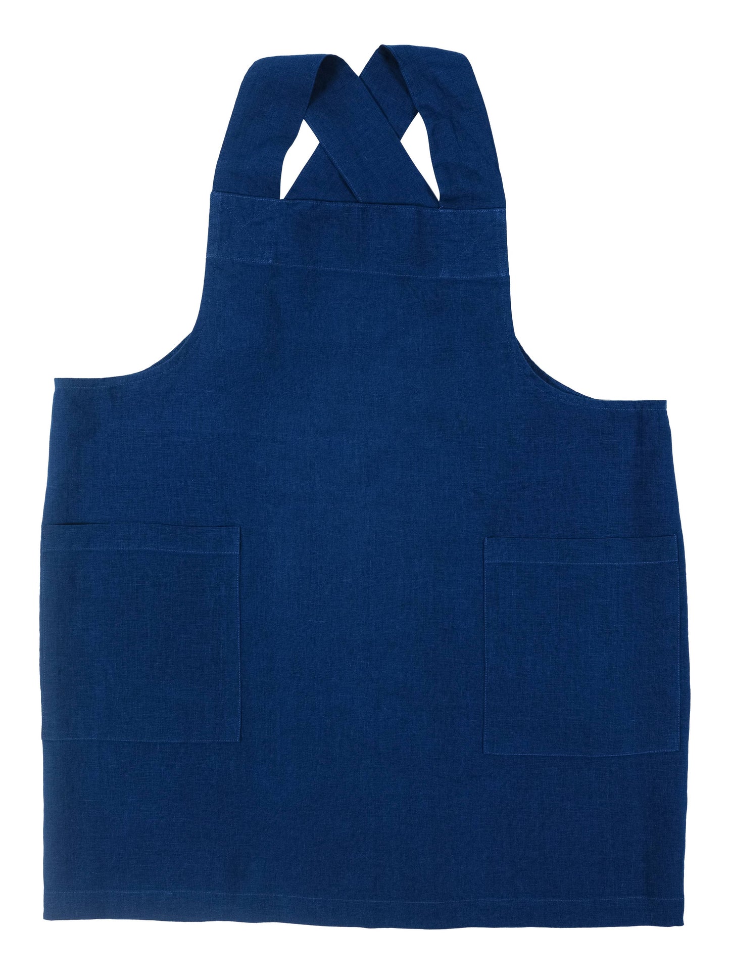 KAF Home Firenze Stone Washed Linen Cross Back Smock Apron, Olive