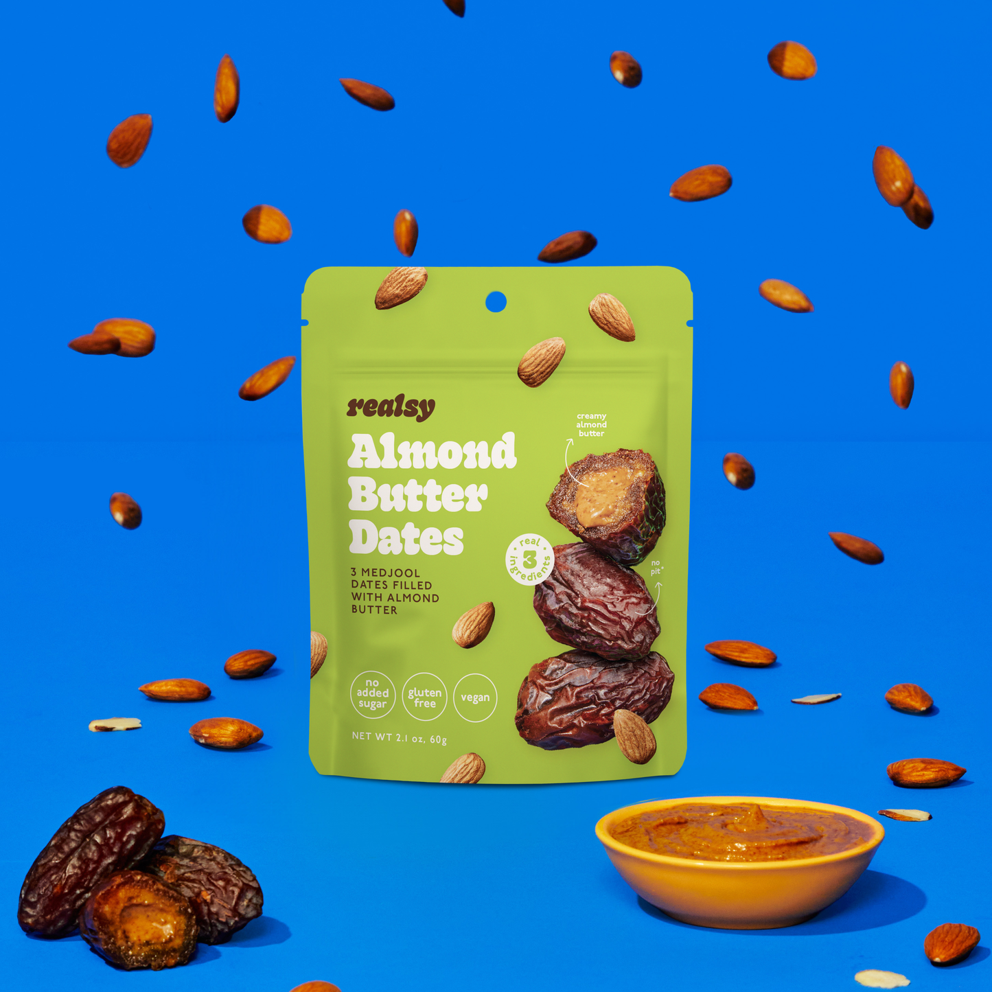 realsy - Almond Butter Filled Medjool Date Snack Packs - 10 unit/case