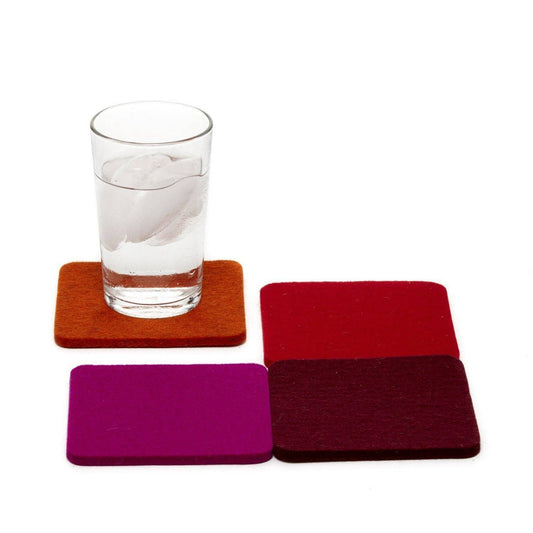 Graf Lantz - Bierfilzl Merino Wool Felt Square Coaster Multi 4 Pack: Bordeaux