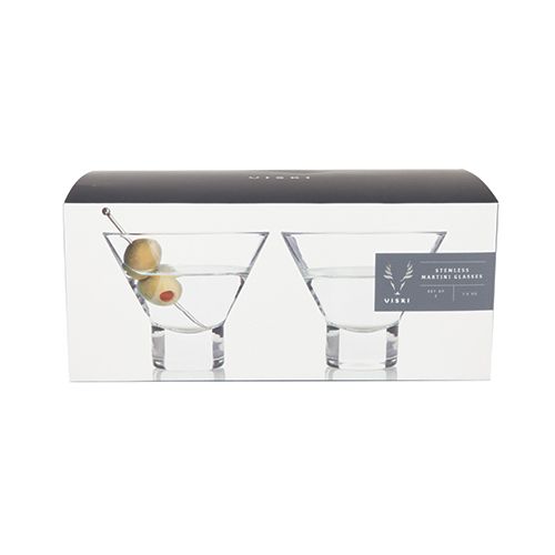 Viski Stemless Crystal Martini Glasses- 2 PC