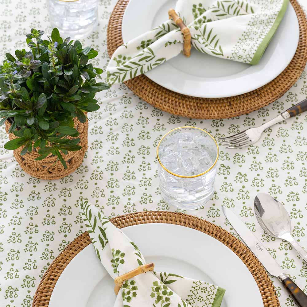 Pomegranate Phlox Green Tablecloth